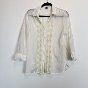 Vintage Gap button up blouse cotton silk bledn sz MD velvet victorian renaissanc